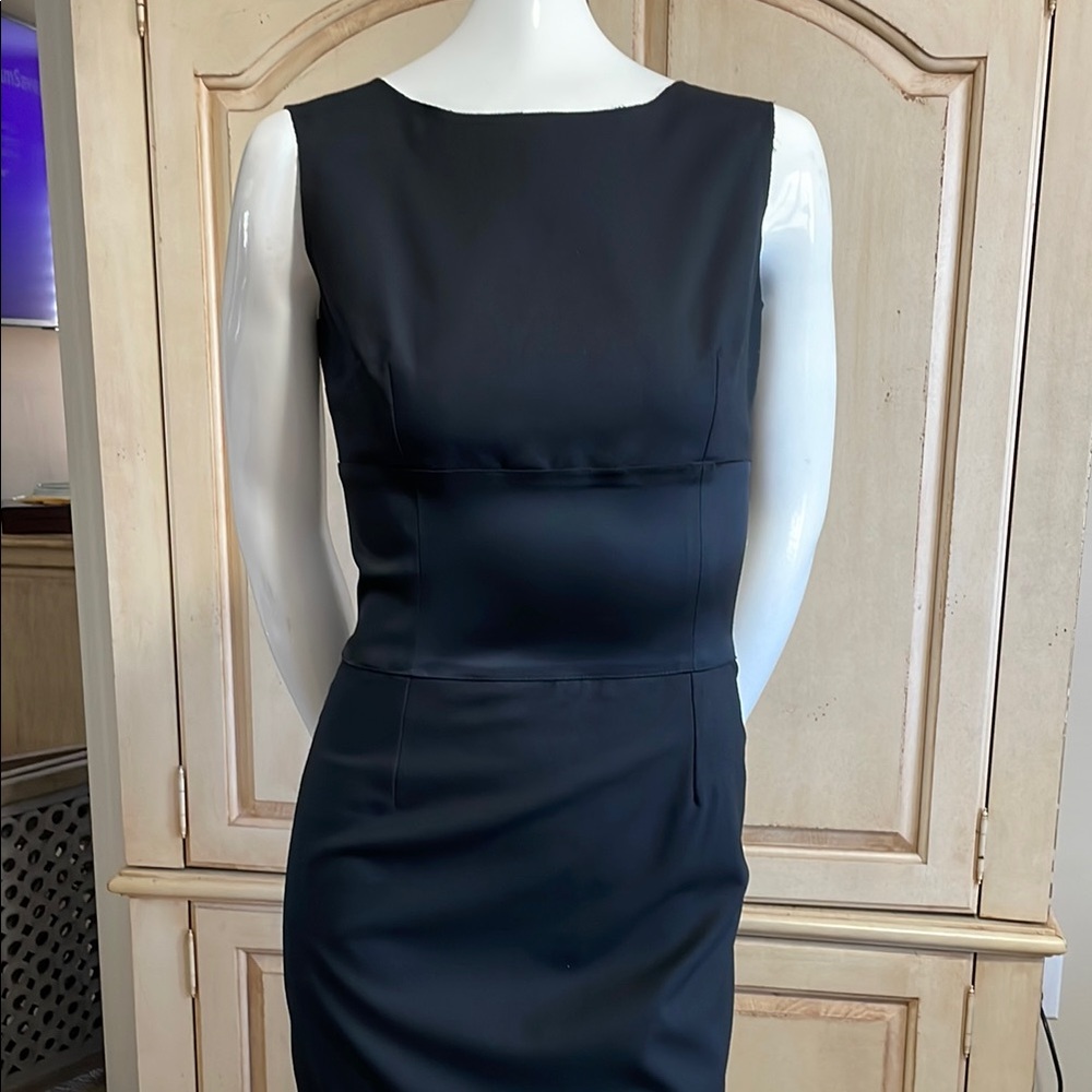 D&G Dolce&Gabbana Pencil Dress Satin Inset Empire Waist Boat Neck Sleeveless 6 View 4